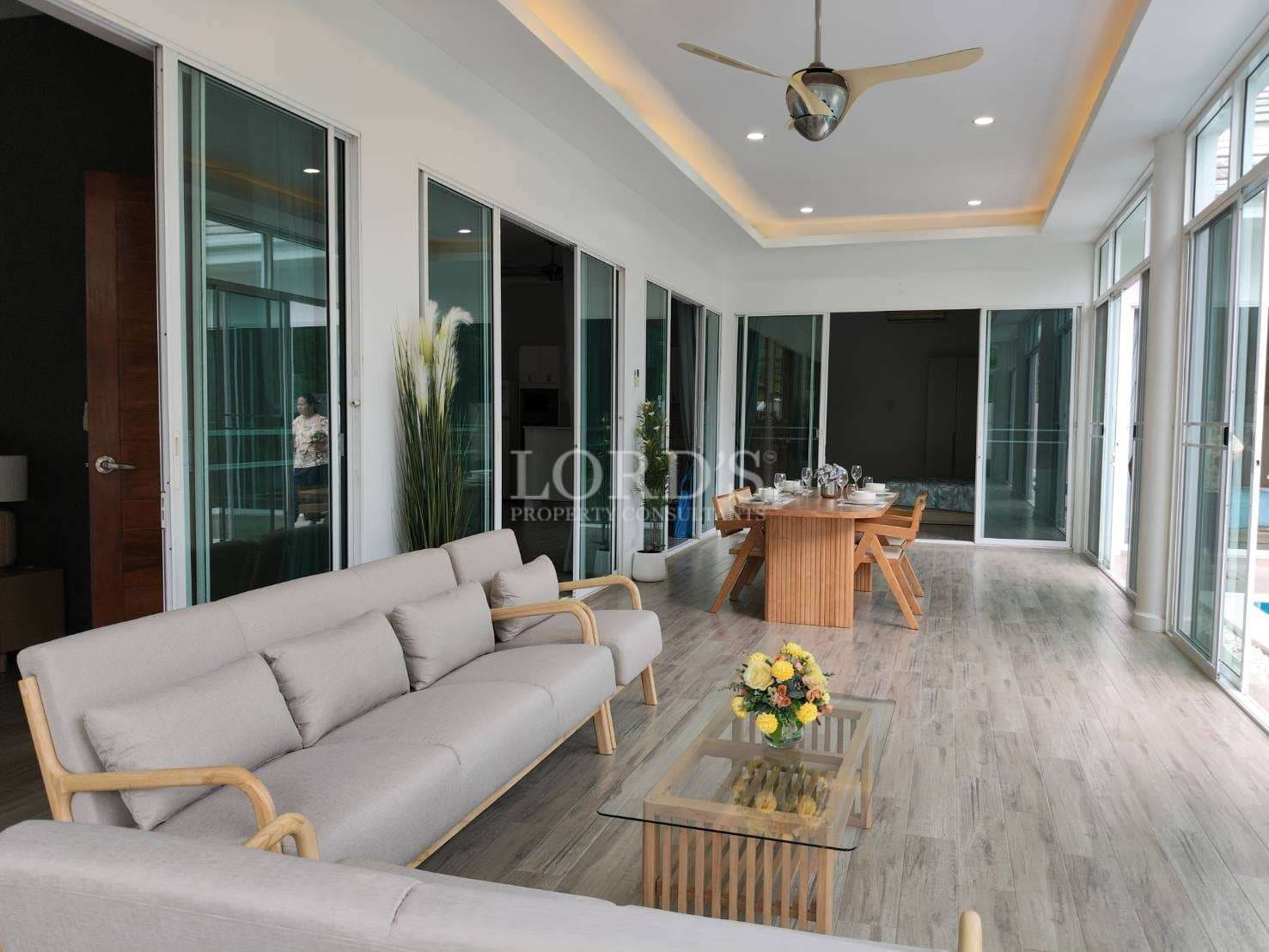 Modern indoor living space with furniture