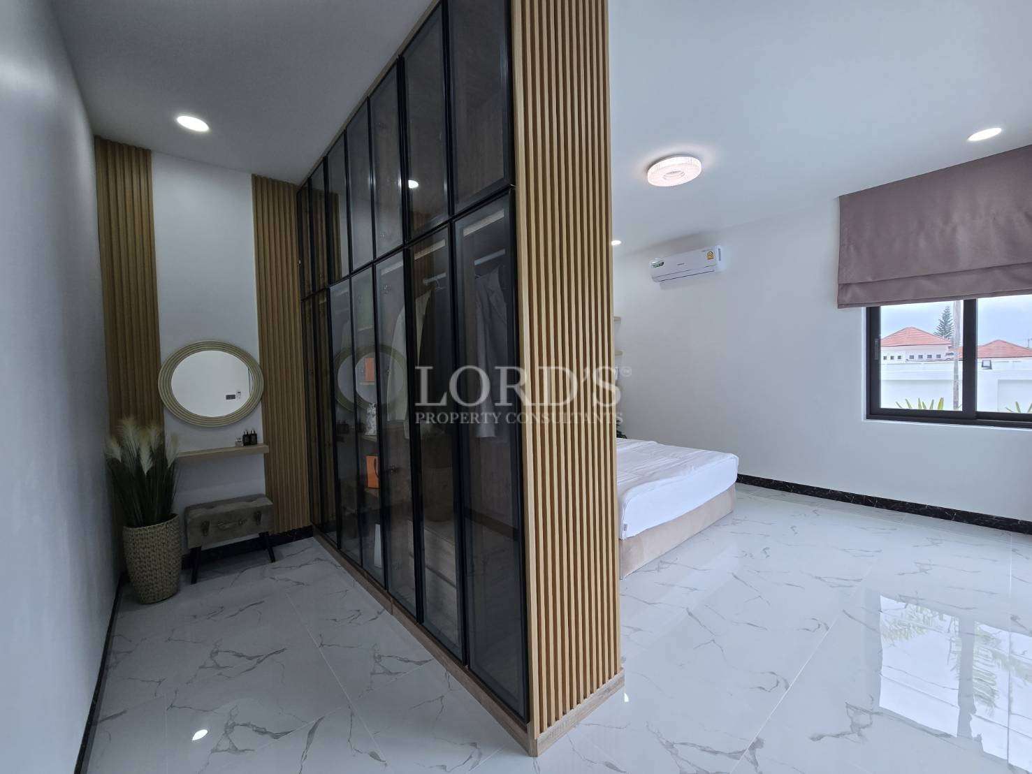 Gym with dumbbells and workout setup