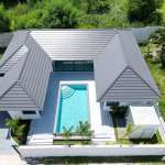Villa with pool viewed from above