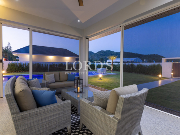 Outdoor terrace with lounge seating