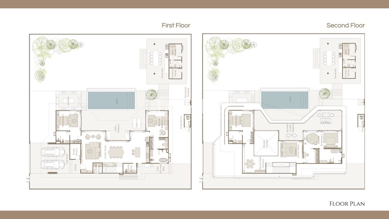 Architectural floor plan of luxury villa