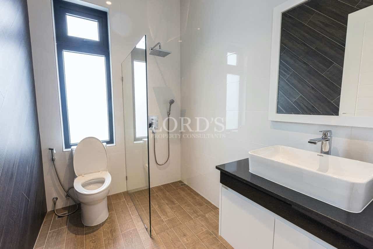 Modern bathroom with shower and toilet