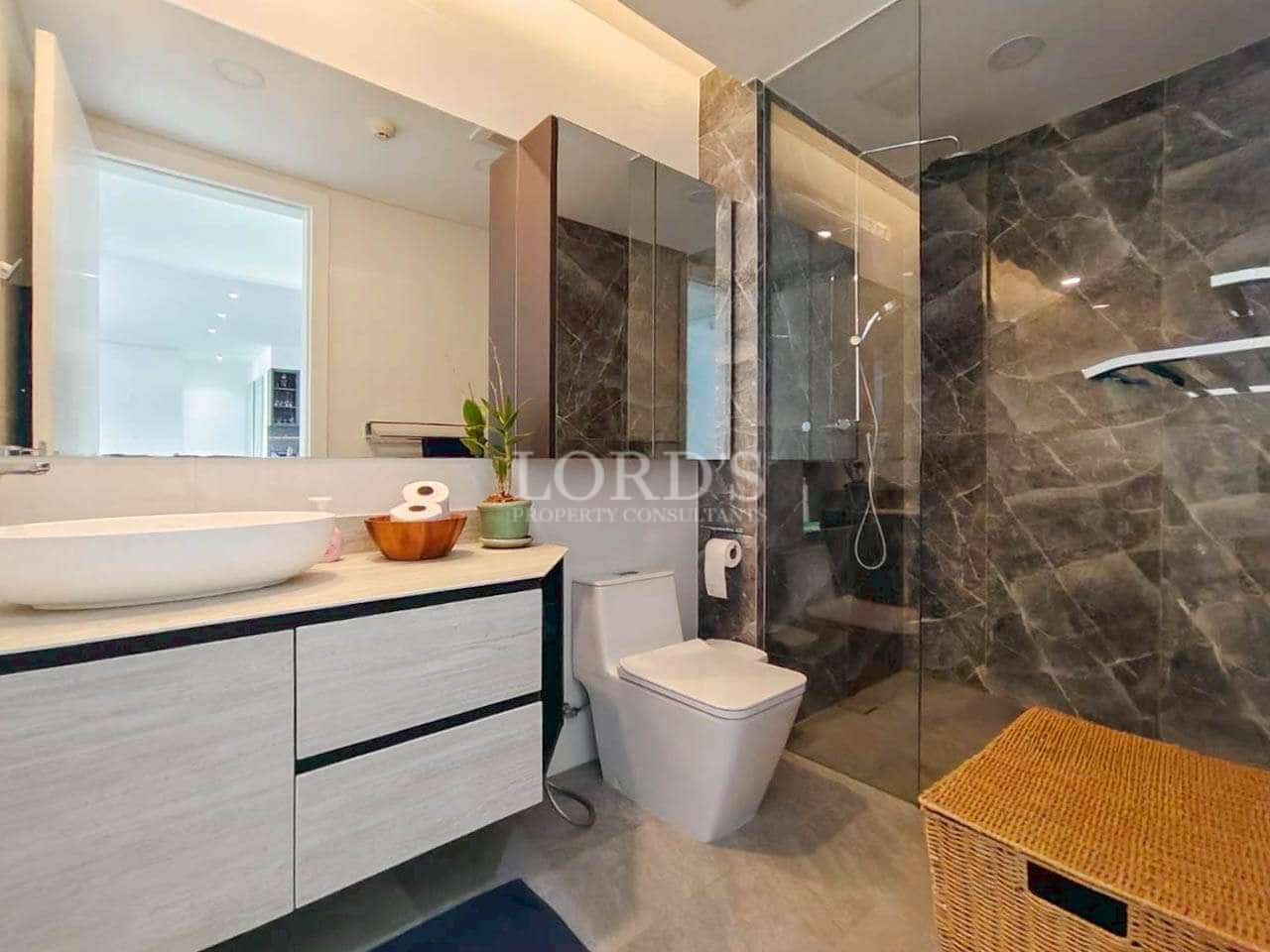 Modern bathroom with glass shower