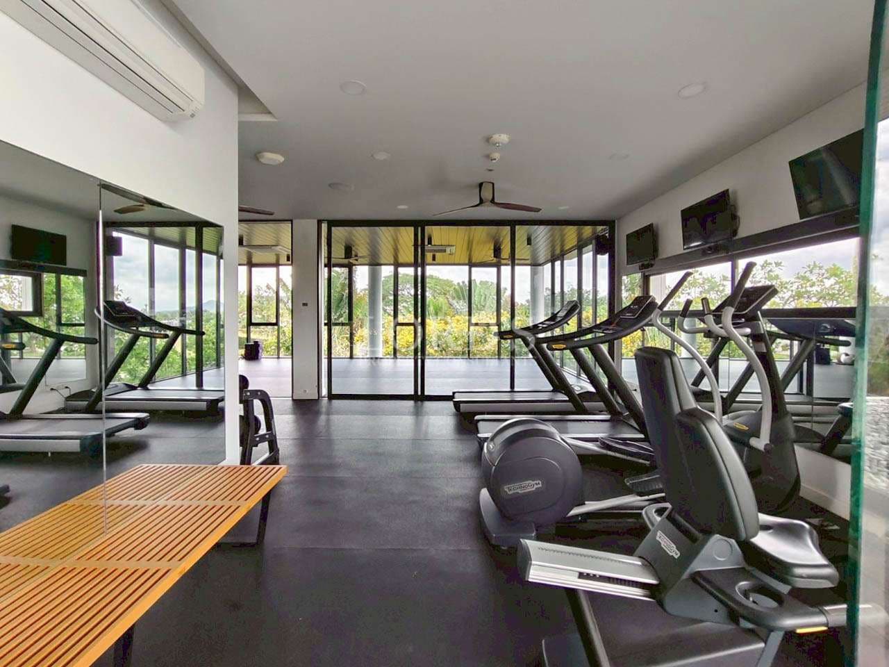 Modern gym with large windows