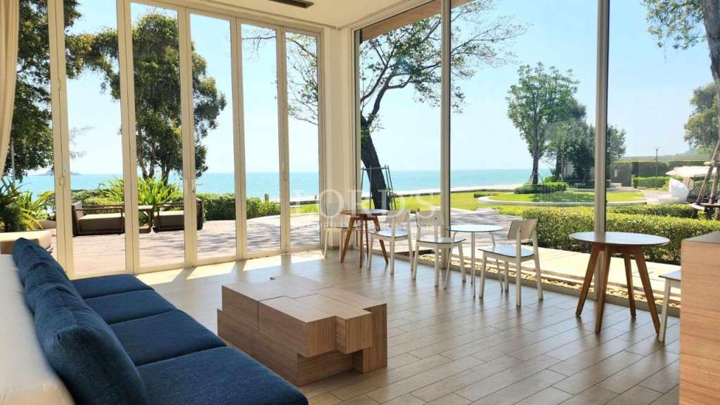 Open-air beachfront seating area