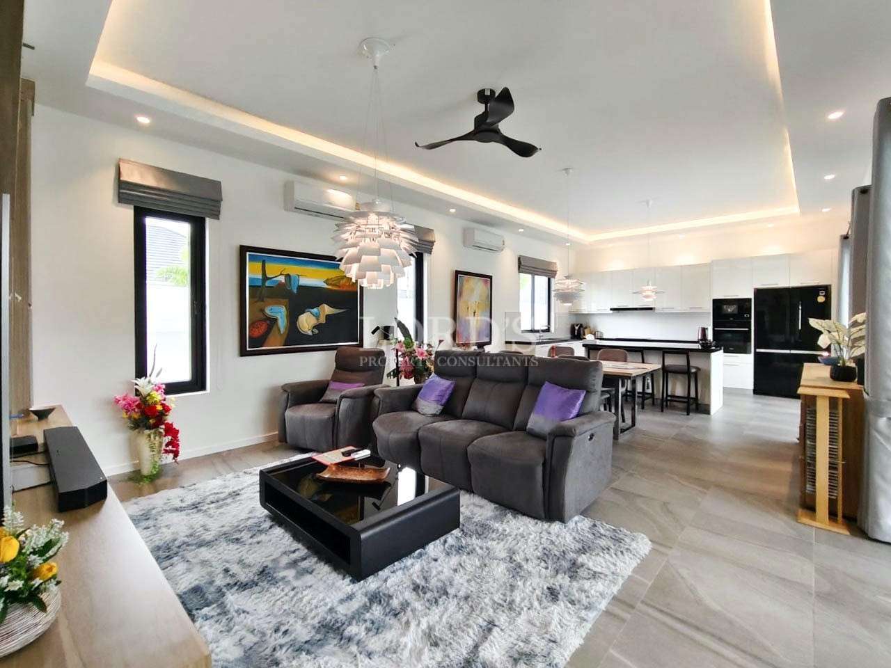 Living room with sofa and open layout