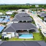 Aerial view of residential area with villas
