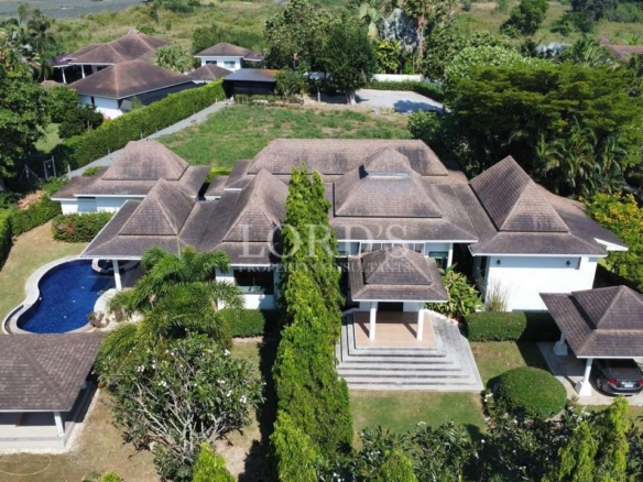 Large villa with pool and garden aerial