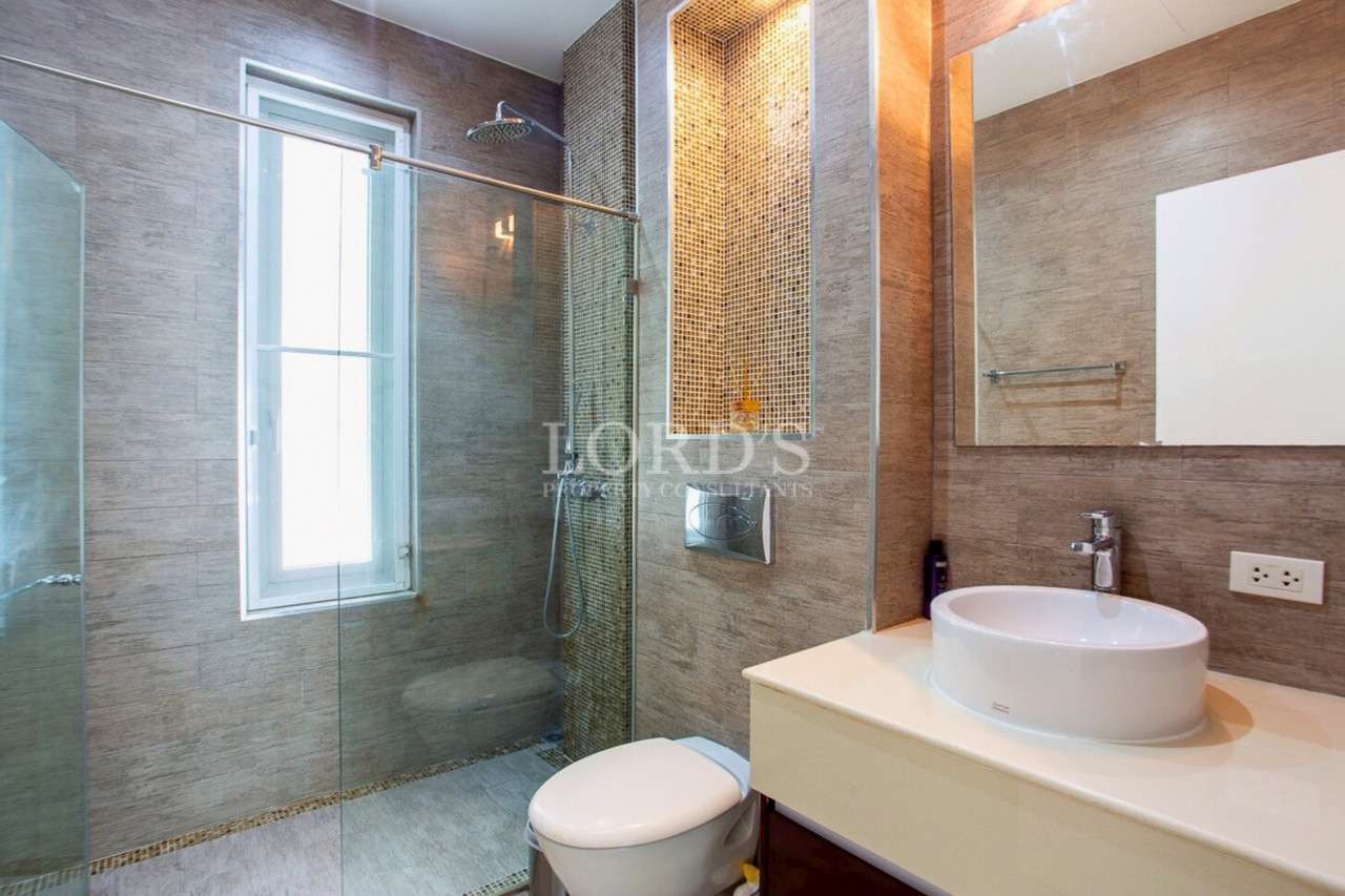 Modern bathroom with glass shower