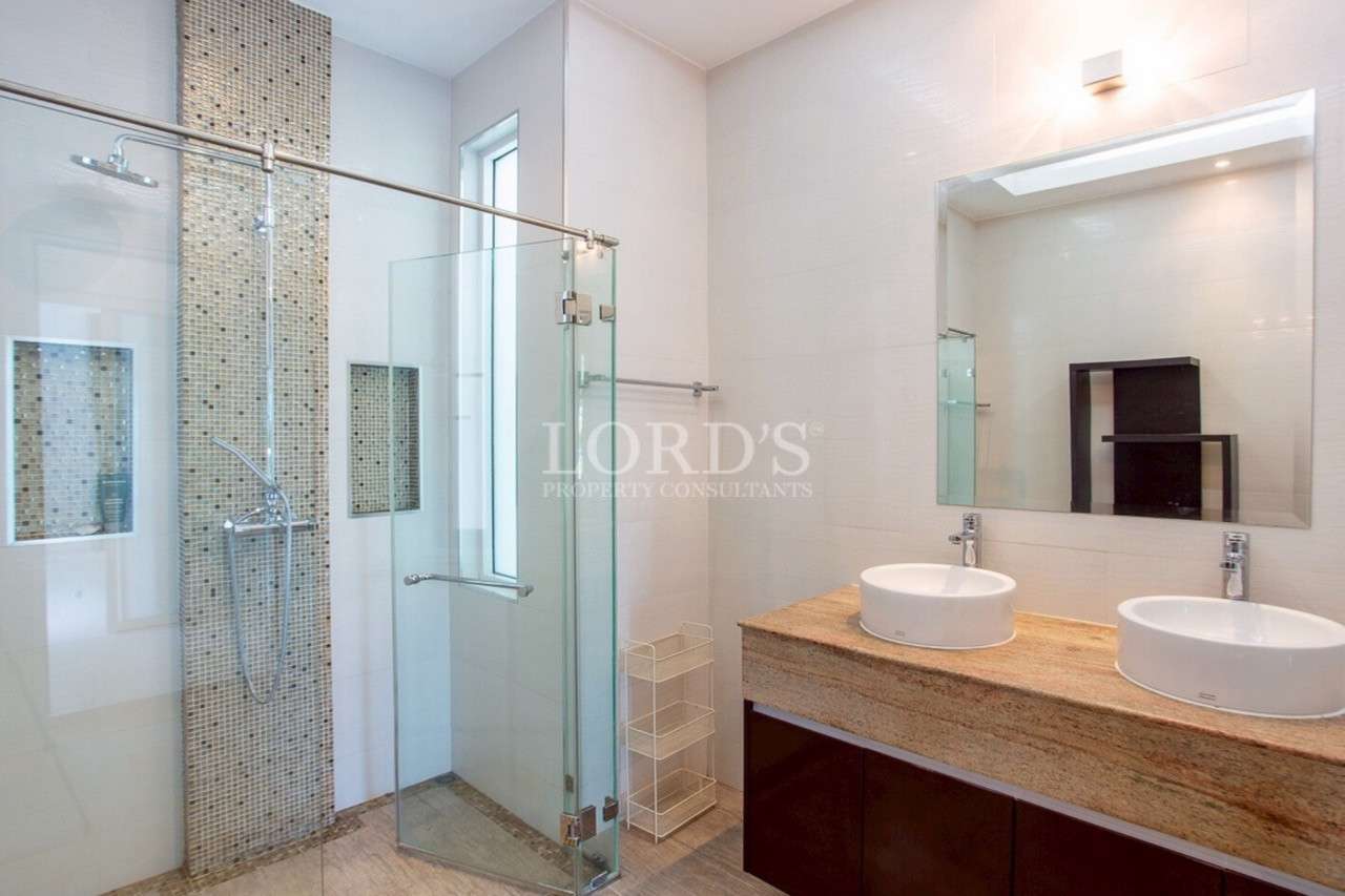 Modern bathroom with glass shower