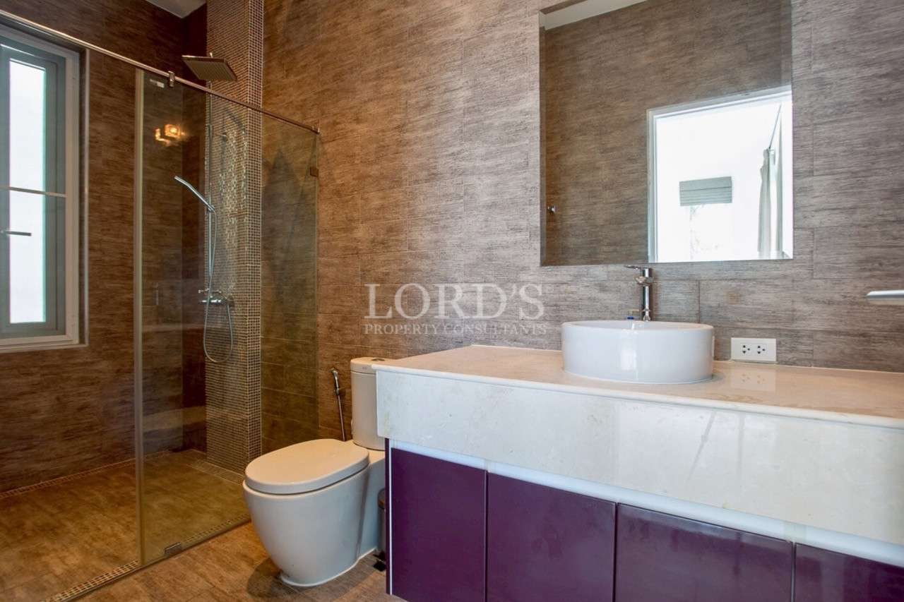 Modern bathroom with shower and sink