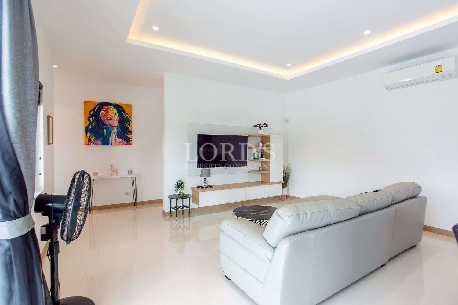 Living room with sofa and modern decor