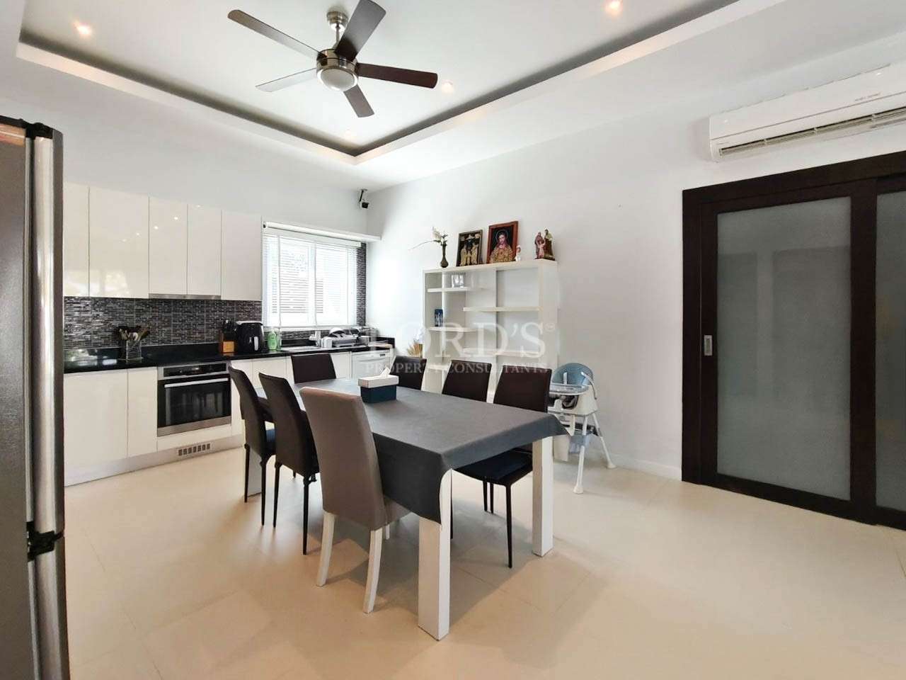 Dining room with modern table and chairs
