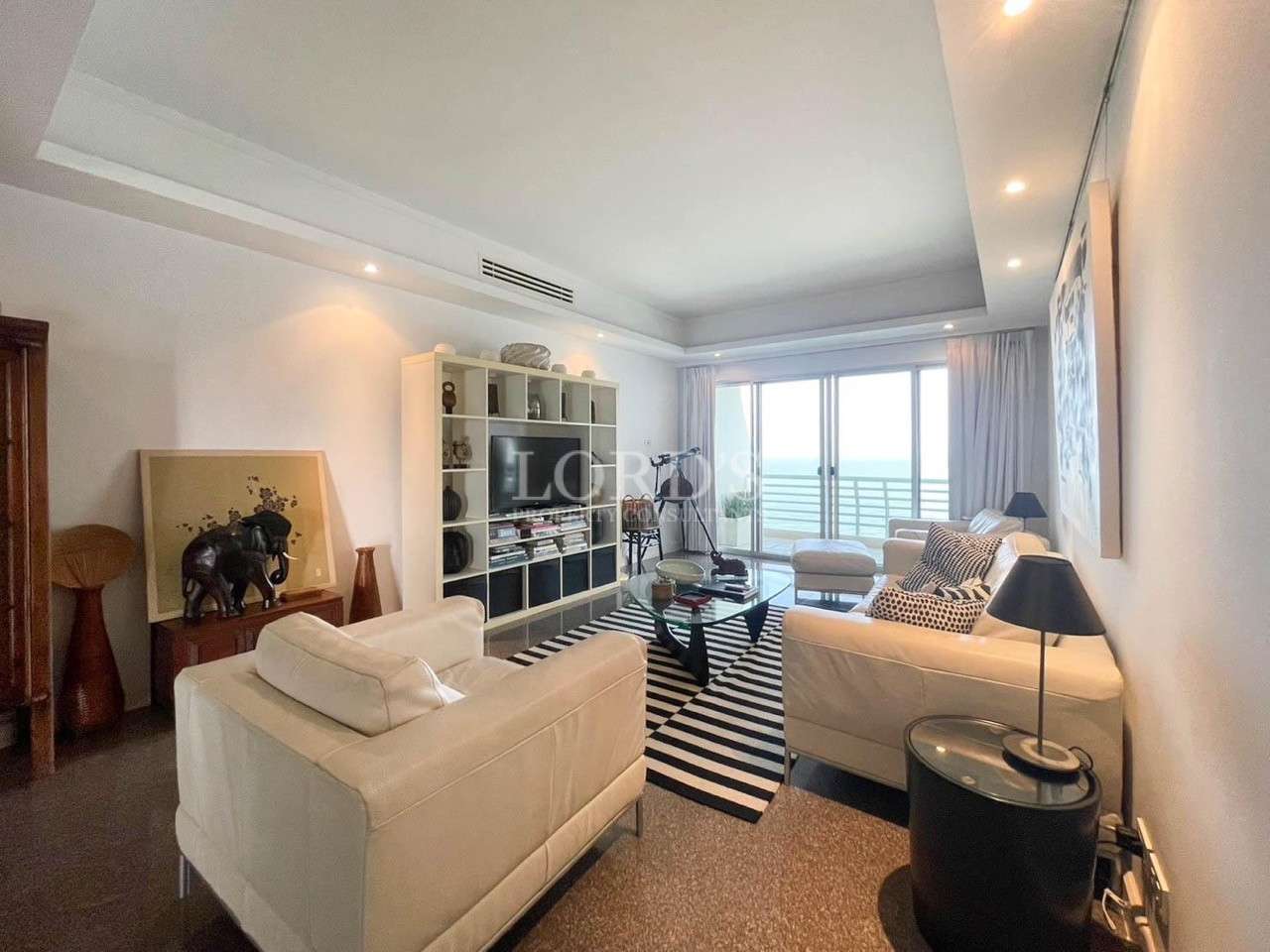 Modern living room with sofa and decor