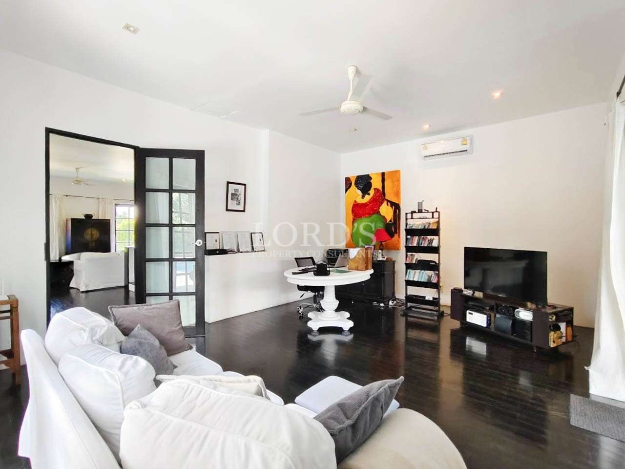 Living room with sofa and artwork