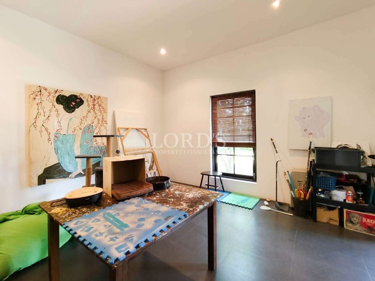 Living room with rug and seating