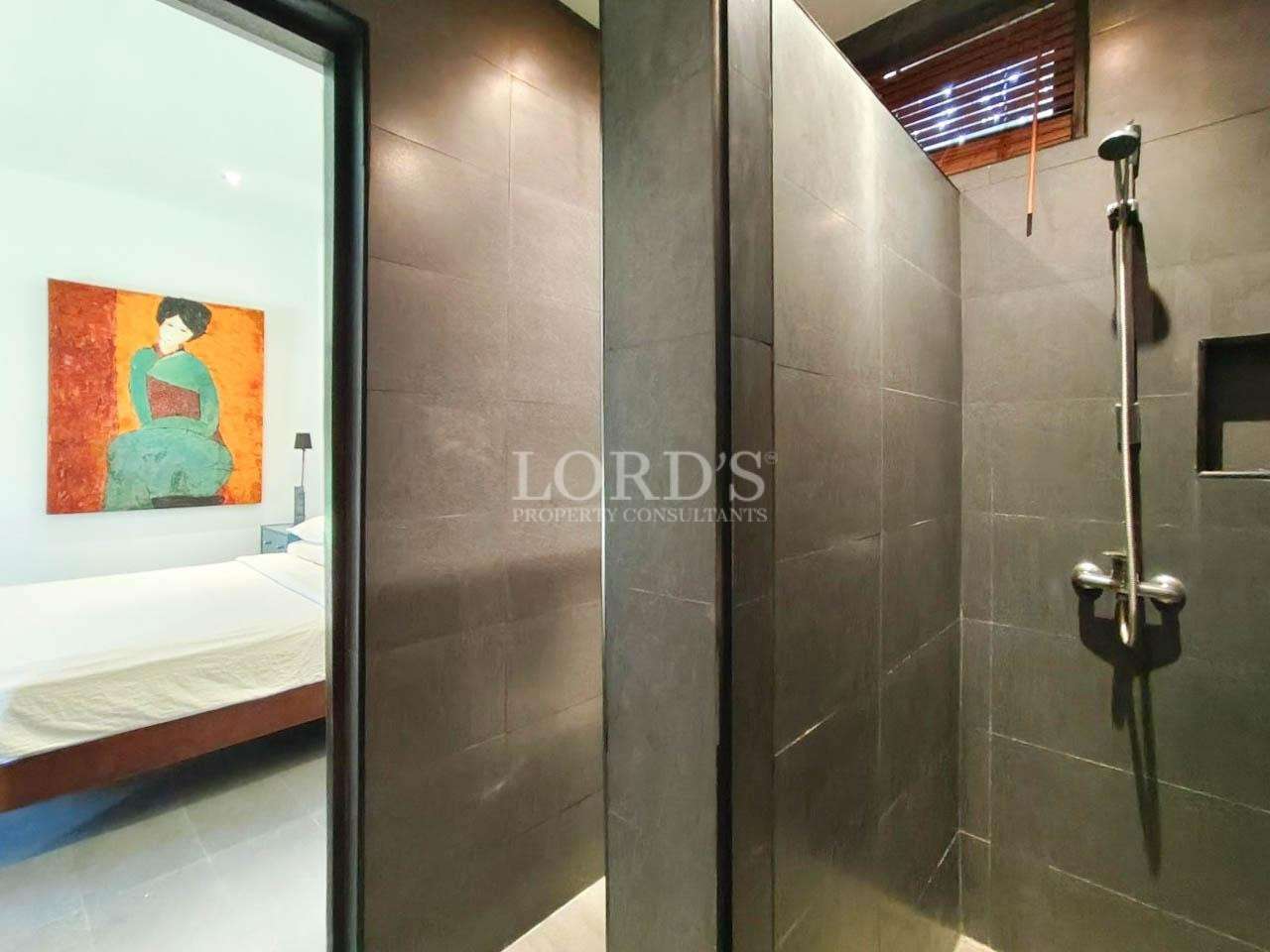 Bathroom with glass shower enclosure