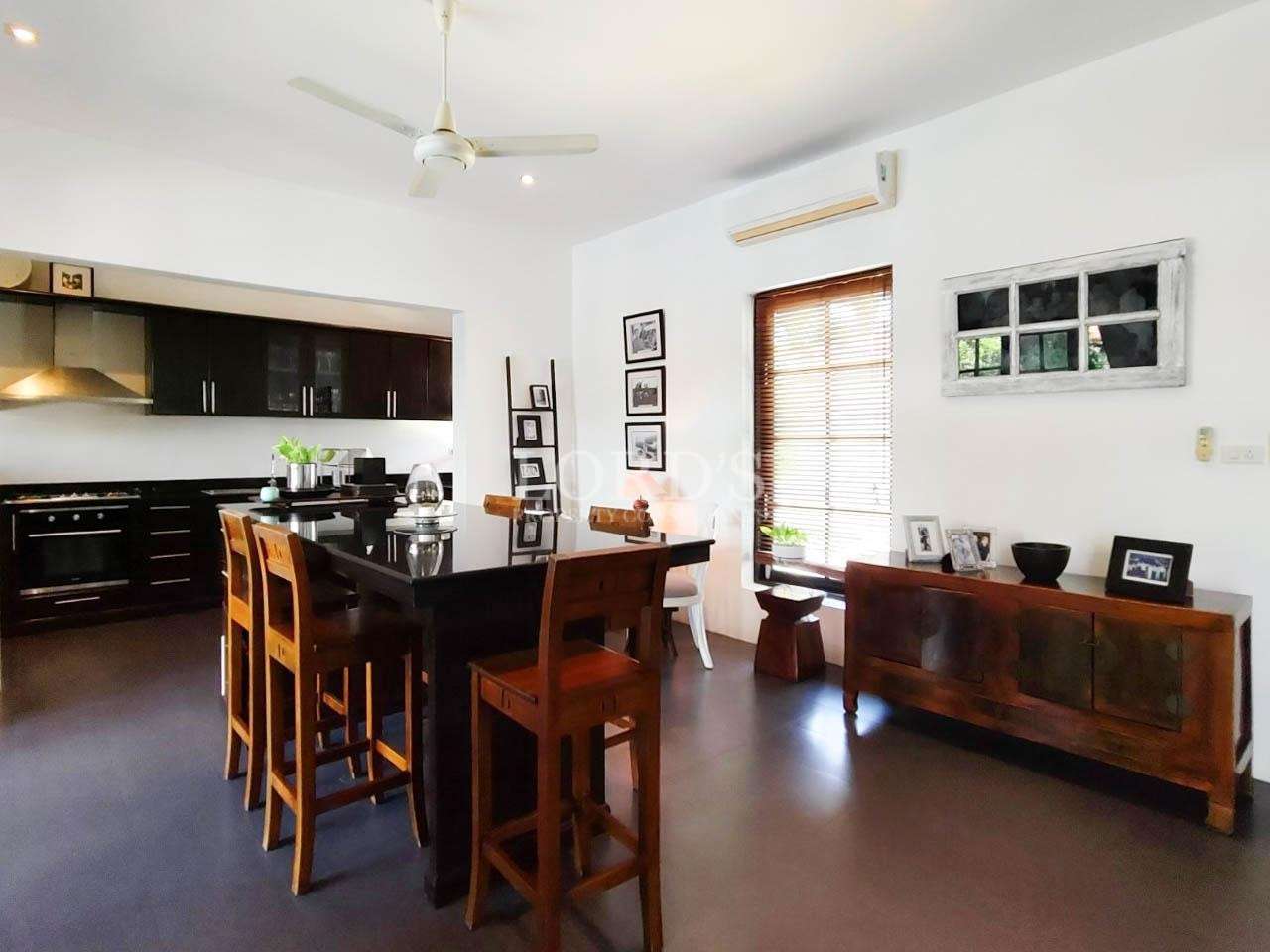 Dining and kitchen area with open layout