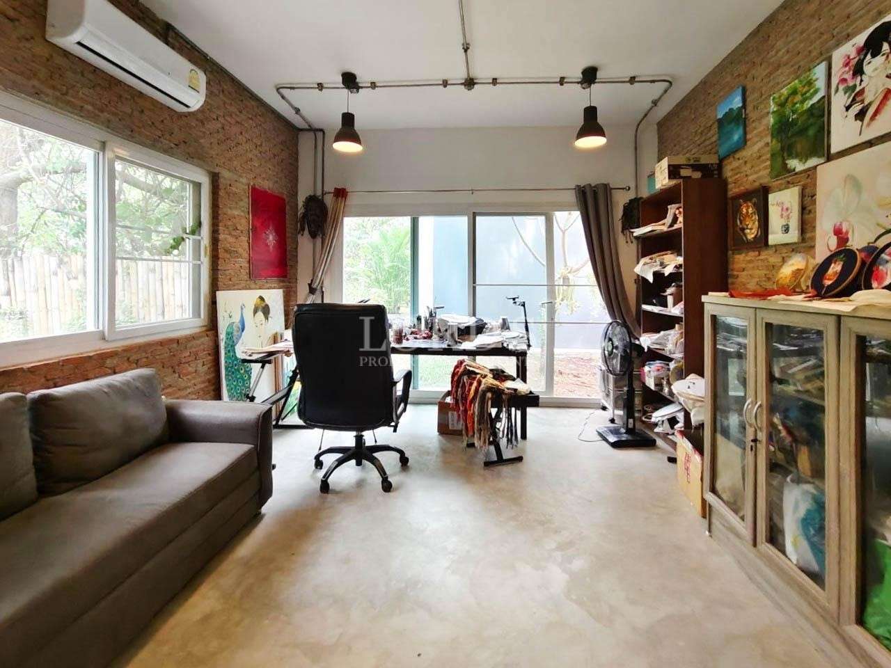 Workspace with large window and desk