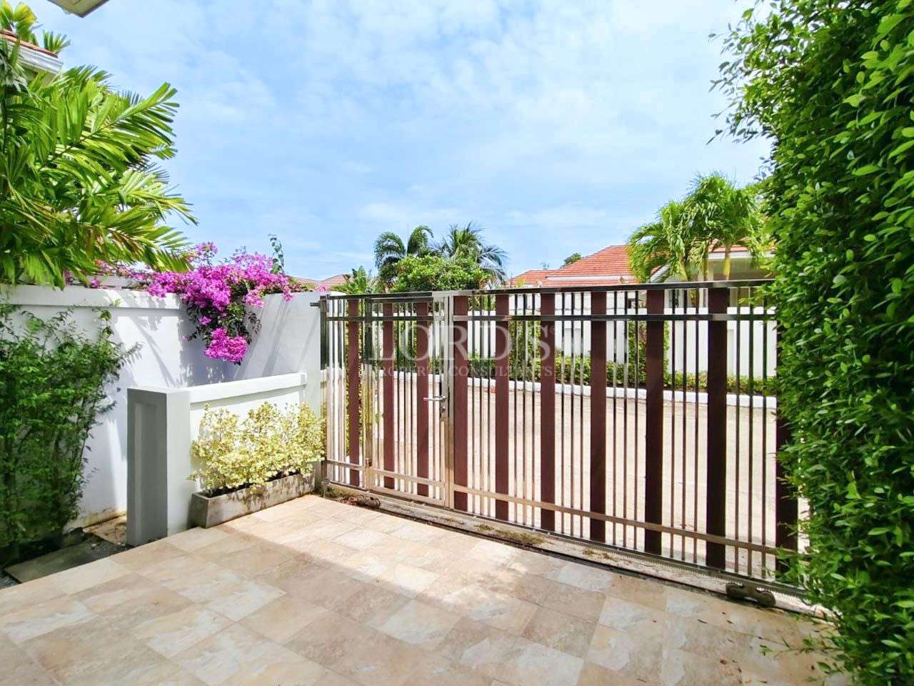 Balcony with railing and flowers