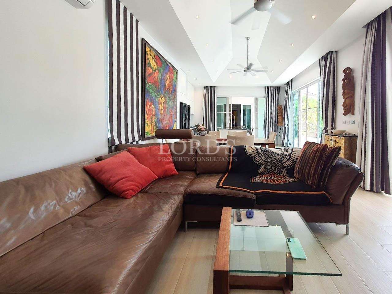 Living room with sofa and seating area