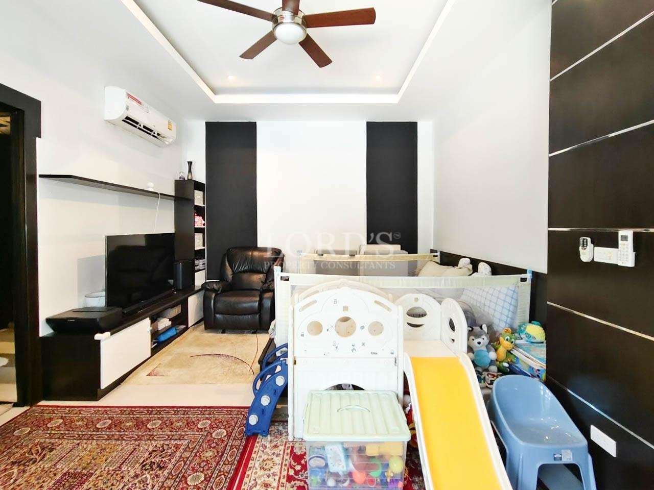 Bright bedroom with study desk and wardrobe