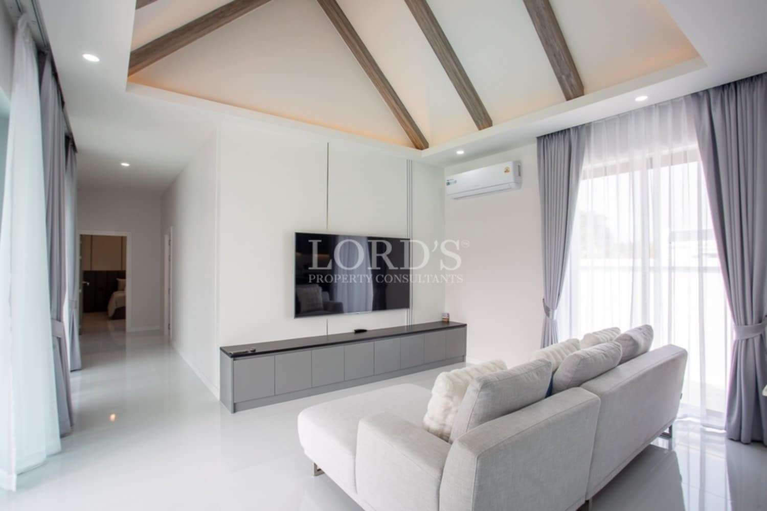 Beautiful living room with TV wall design