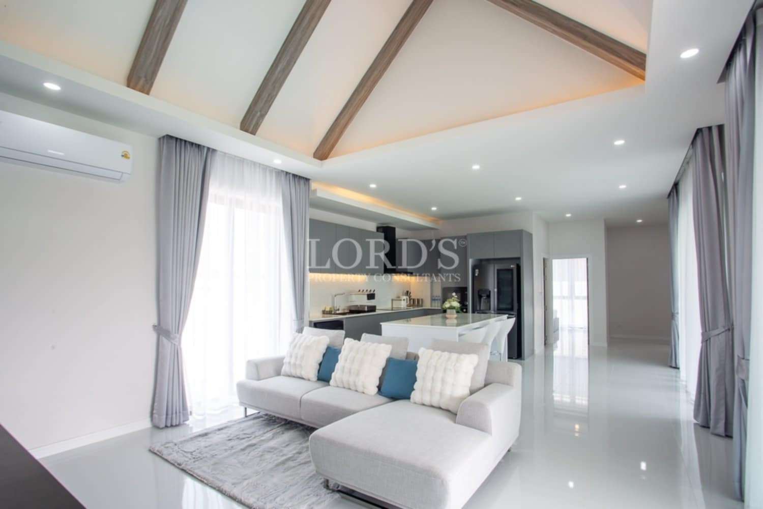 Beautiful spacious living room with high ceiling