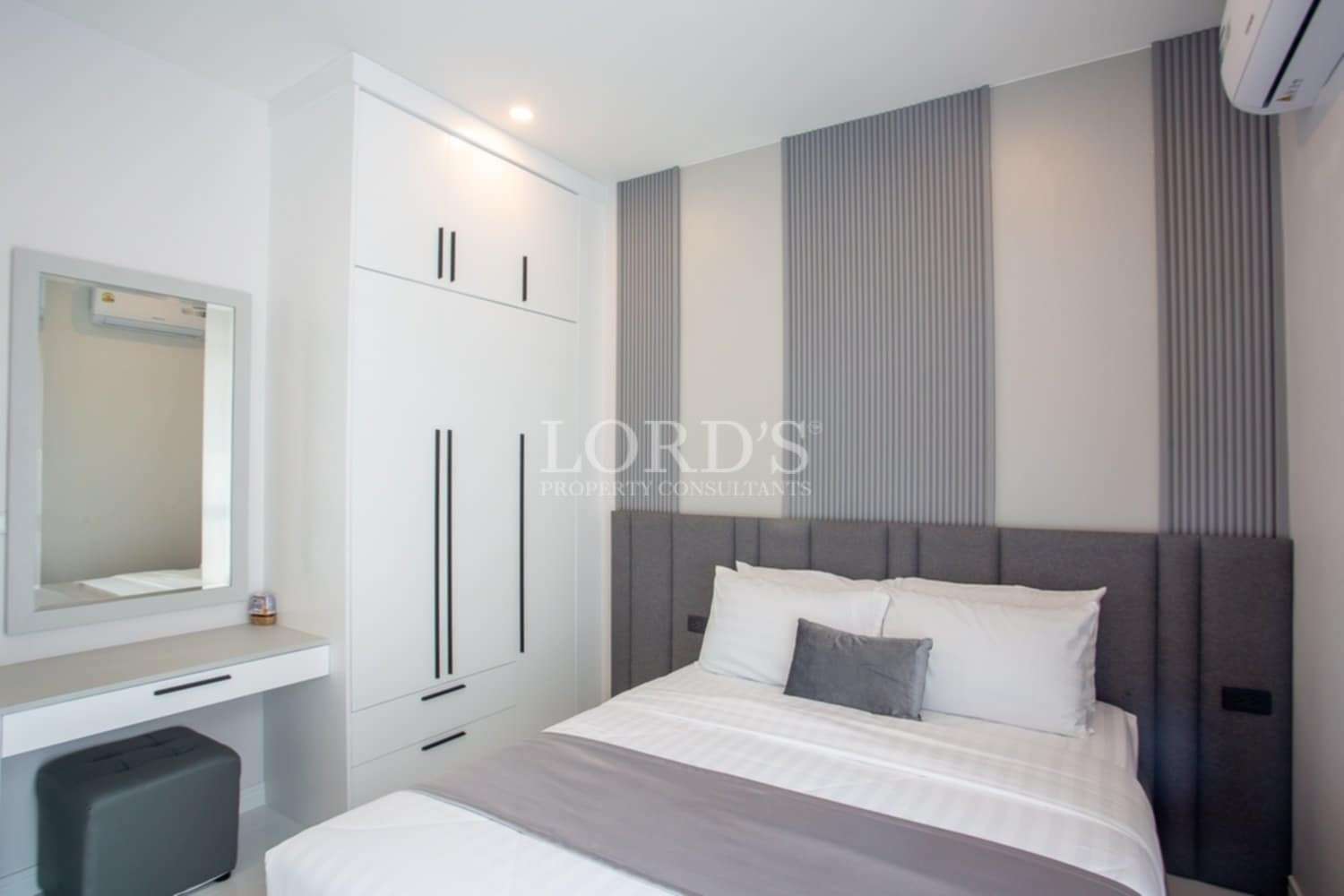 Beautiful bright bedroom with clean design