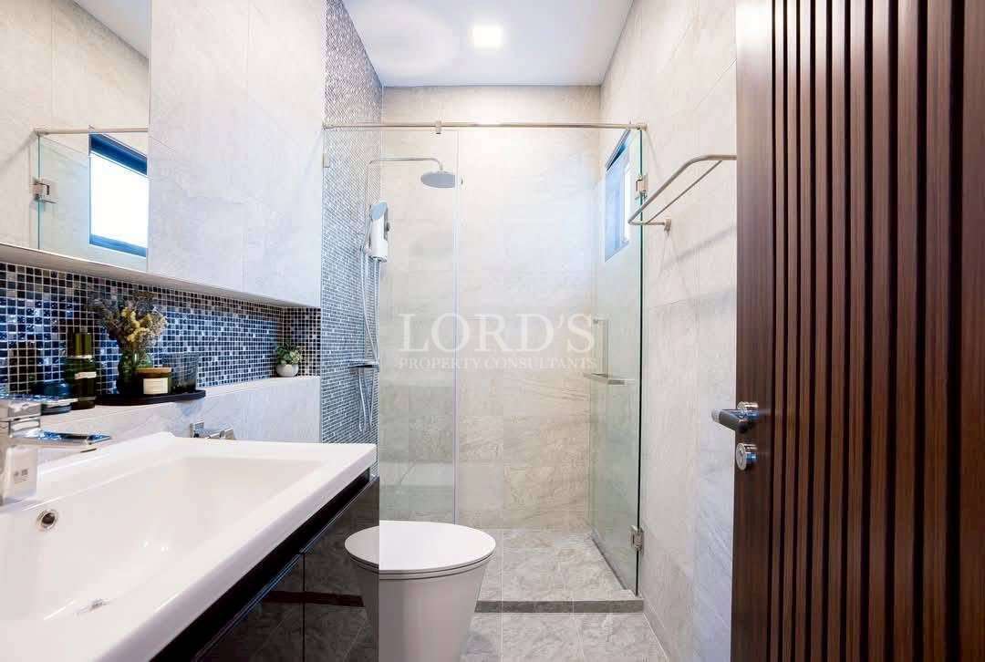 Bathroom with shower and glass enclosure