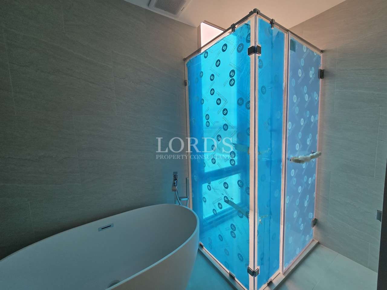 Modern bathroom with glass shower