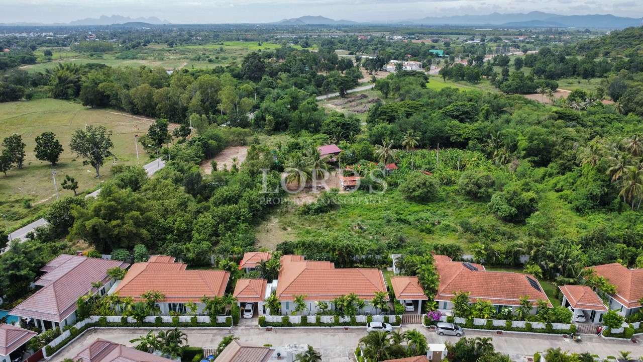 Aerial view of villa property with pool