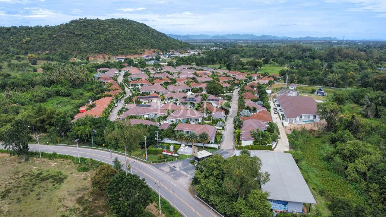 Aerial view of residential area and houses