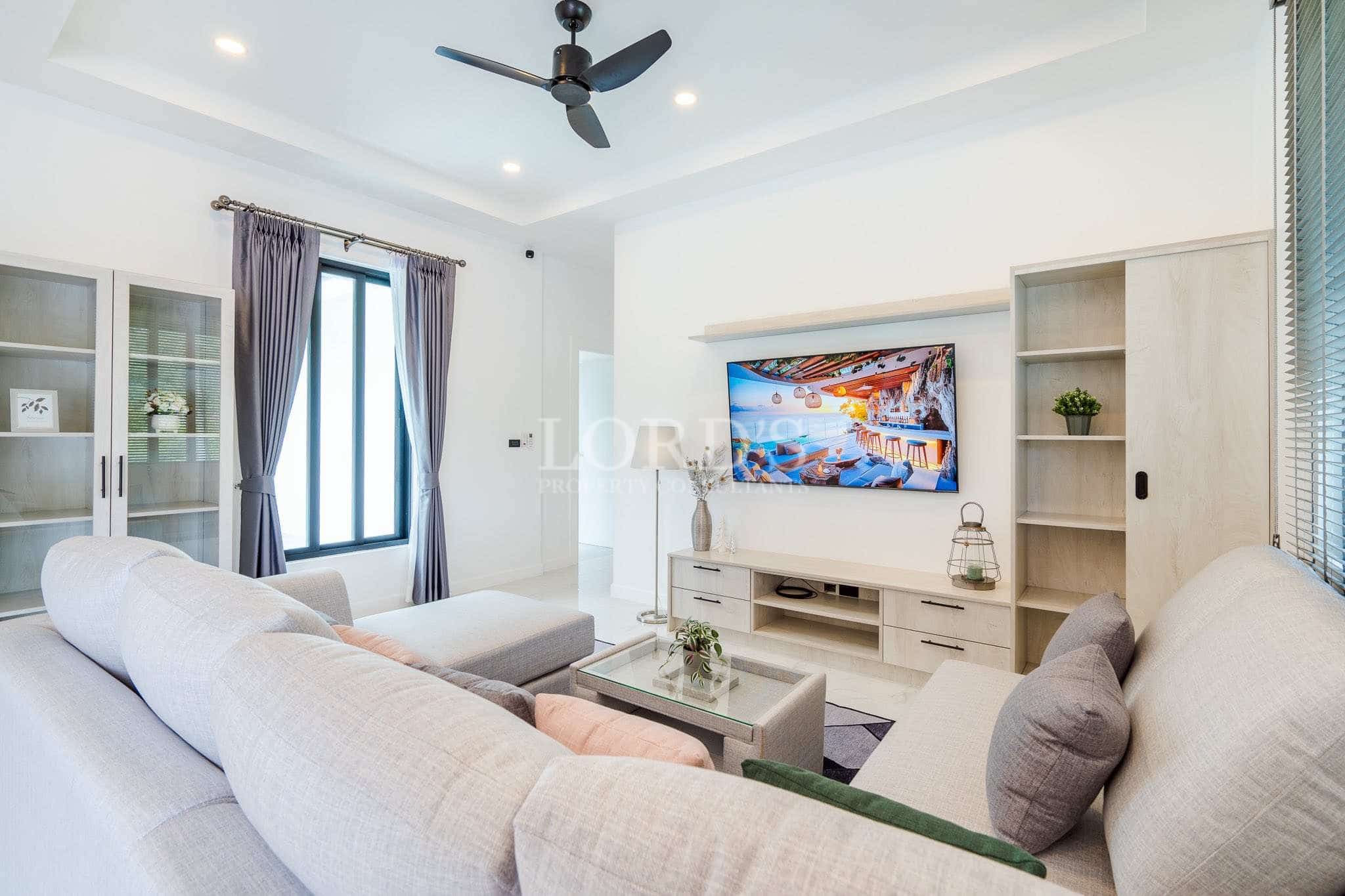 Modern living room with stylish furniture