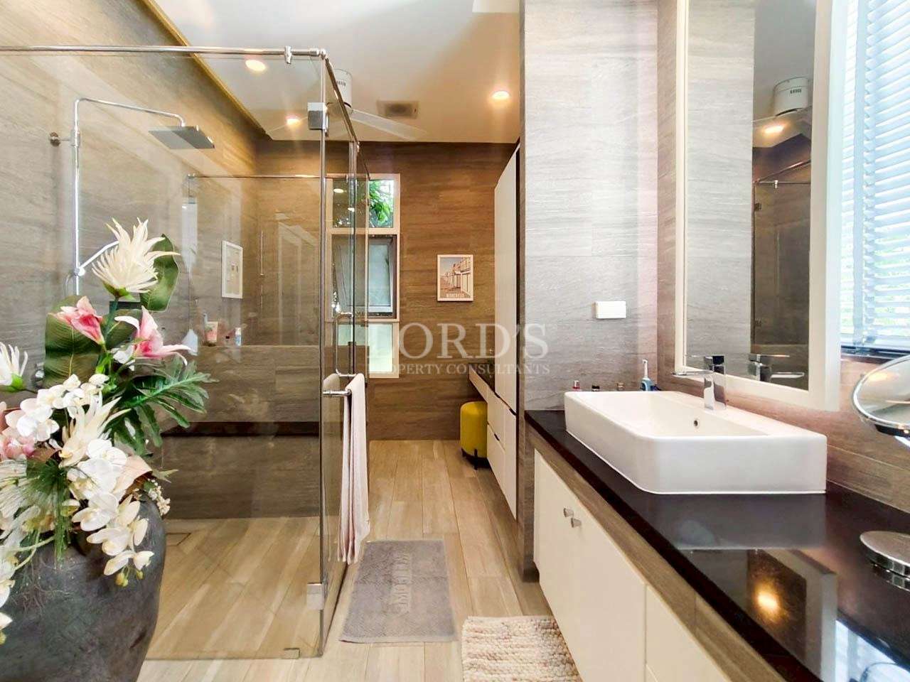 Modern bathroom with glass shower
