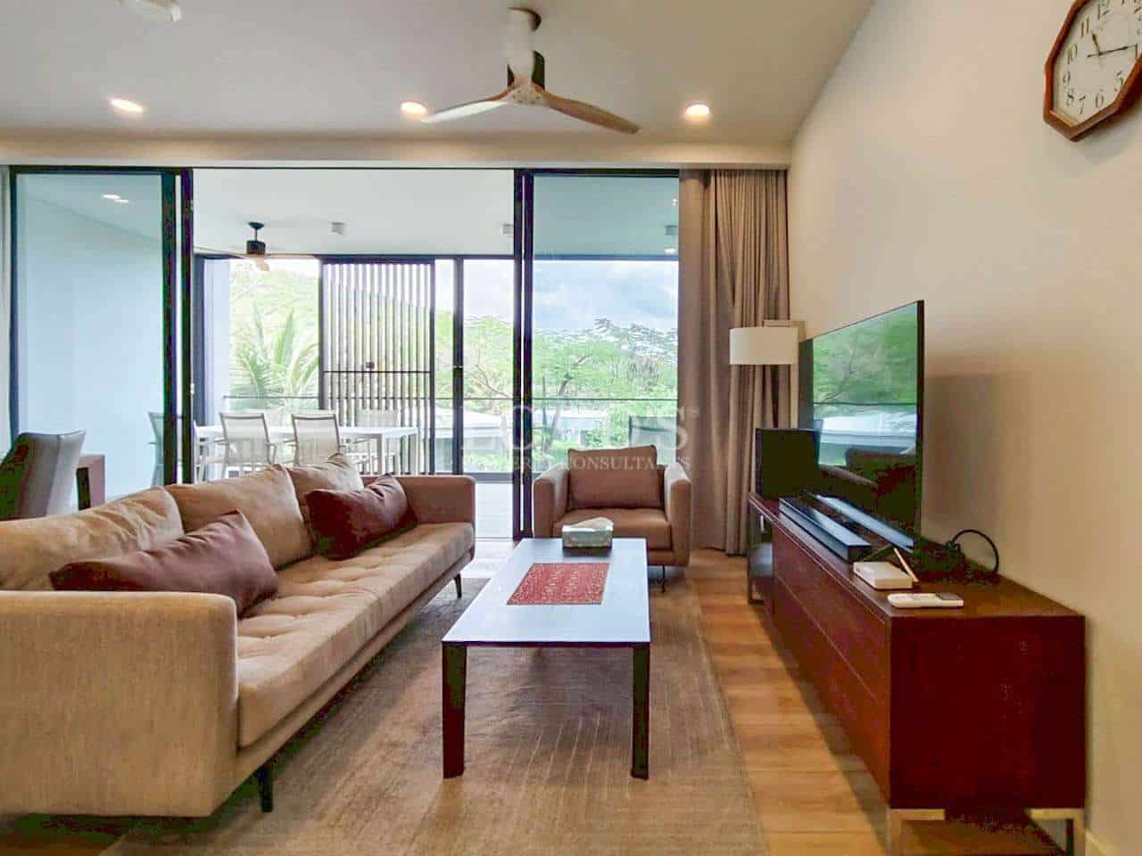 Modern living room with balcony view