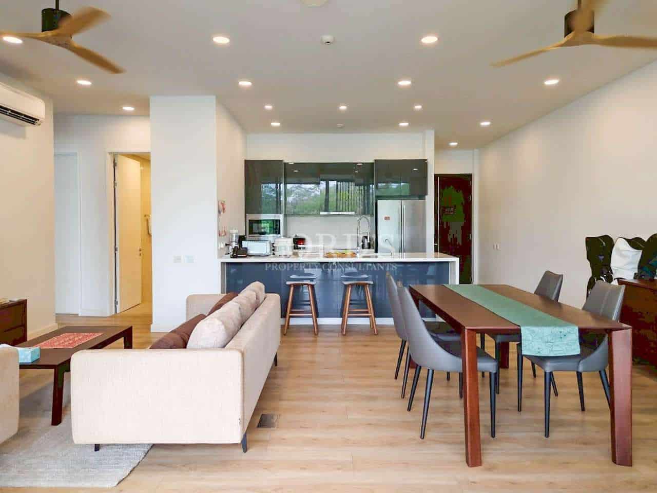 Modern open-concept living and dining area
