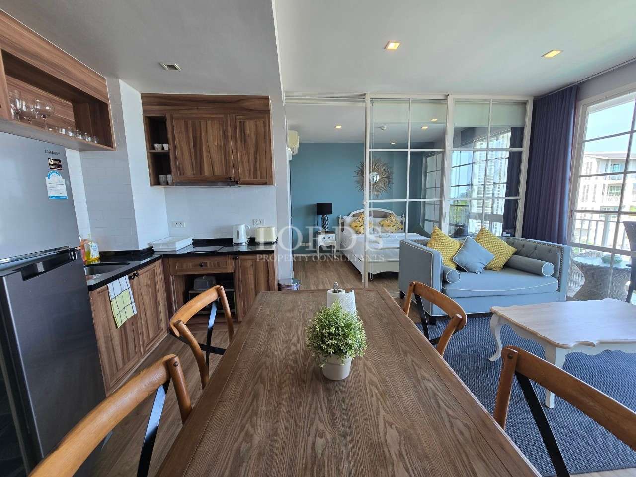 Modern kitchen and living area