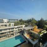 Modern building with pool and greenery