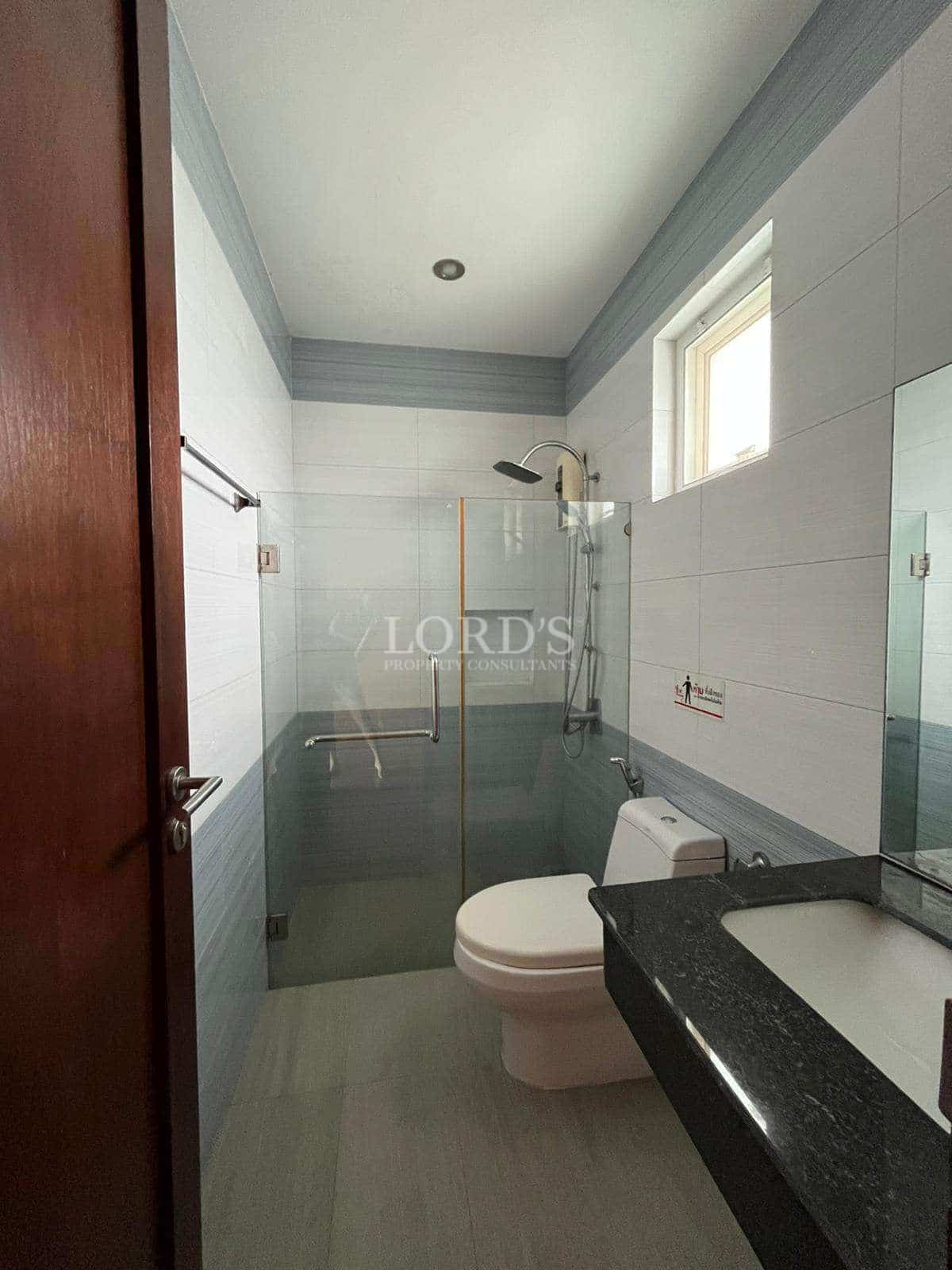 Modern bathroom with glass shower