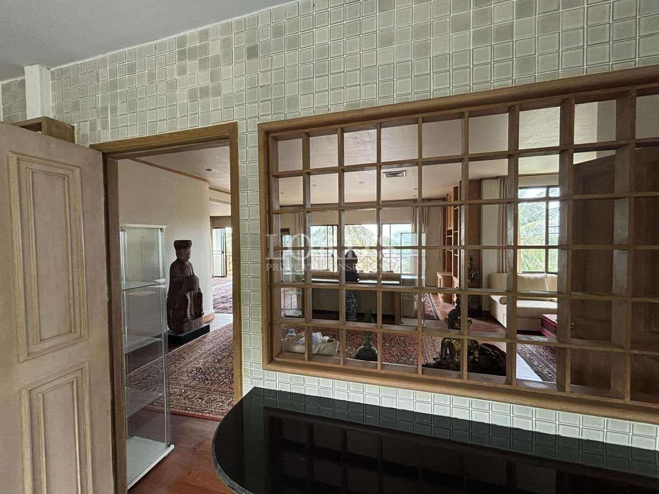 Interior view with wooden partition