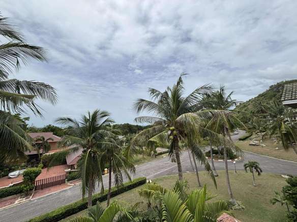 Tropical landscape with palm trees.