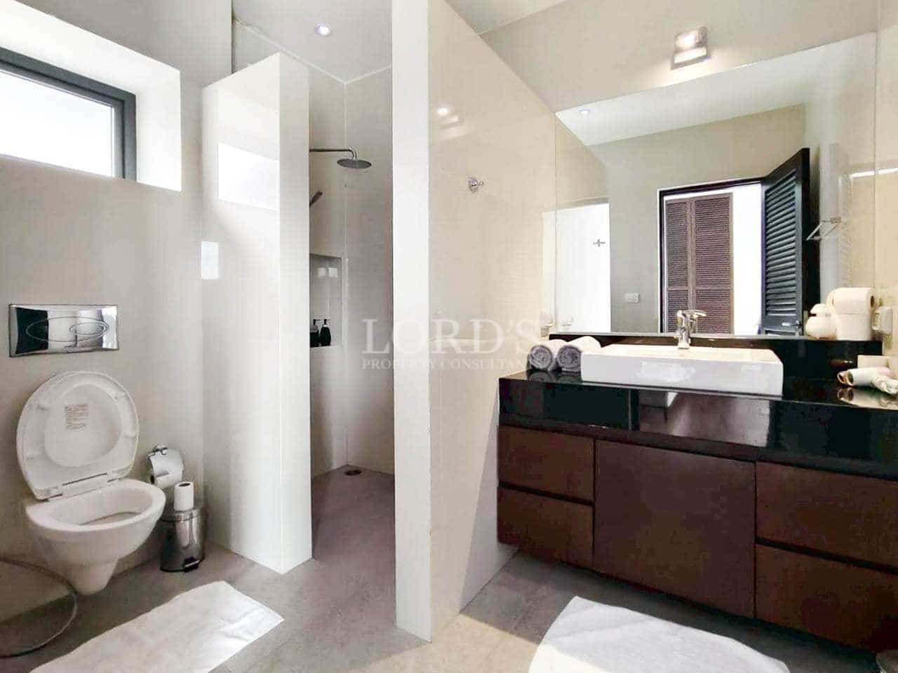 Modern bathroom with sleek design.