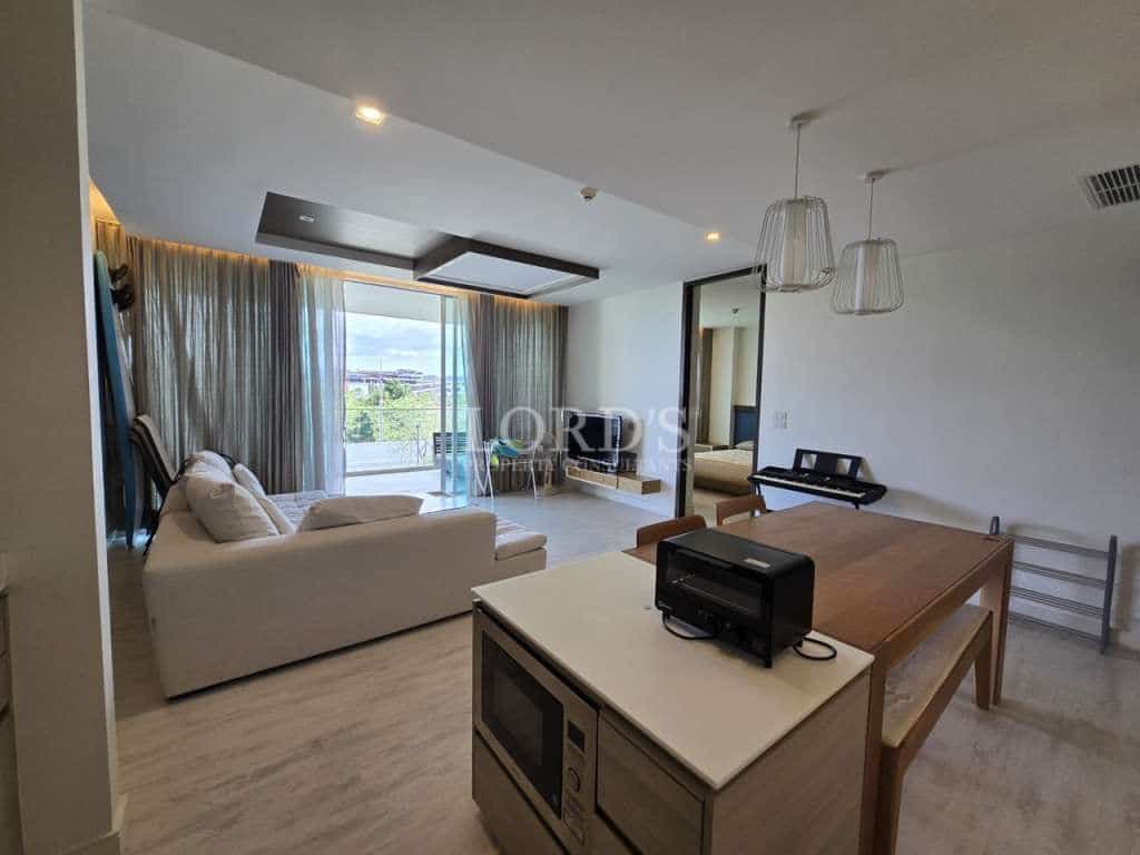 Modern living room with dining area