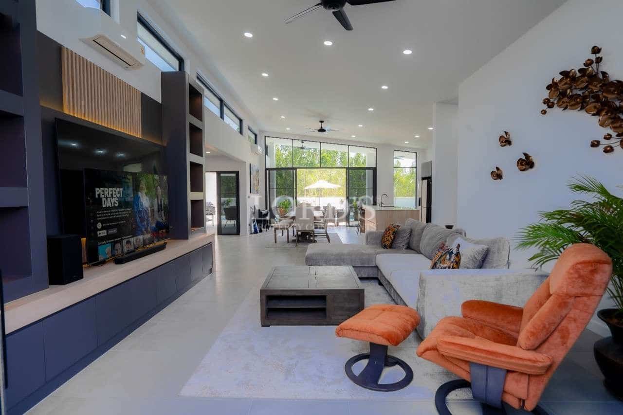 Modern living room with stylish furniture