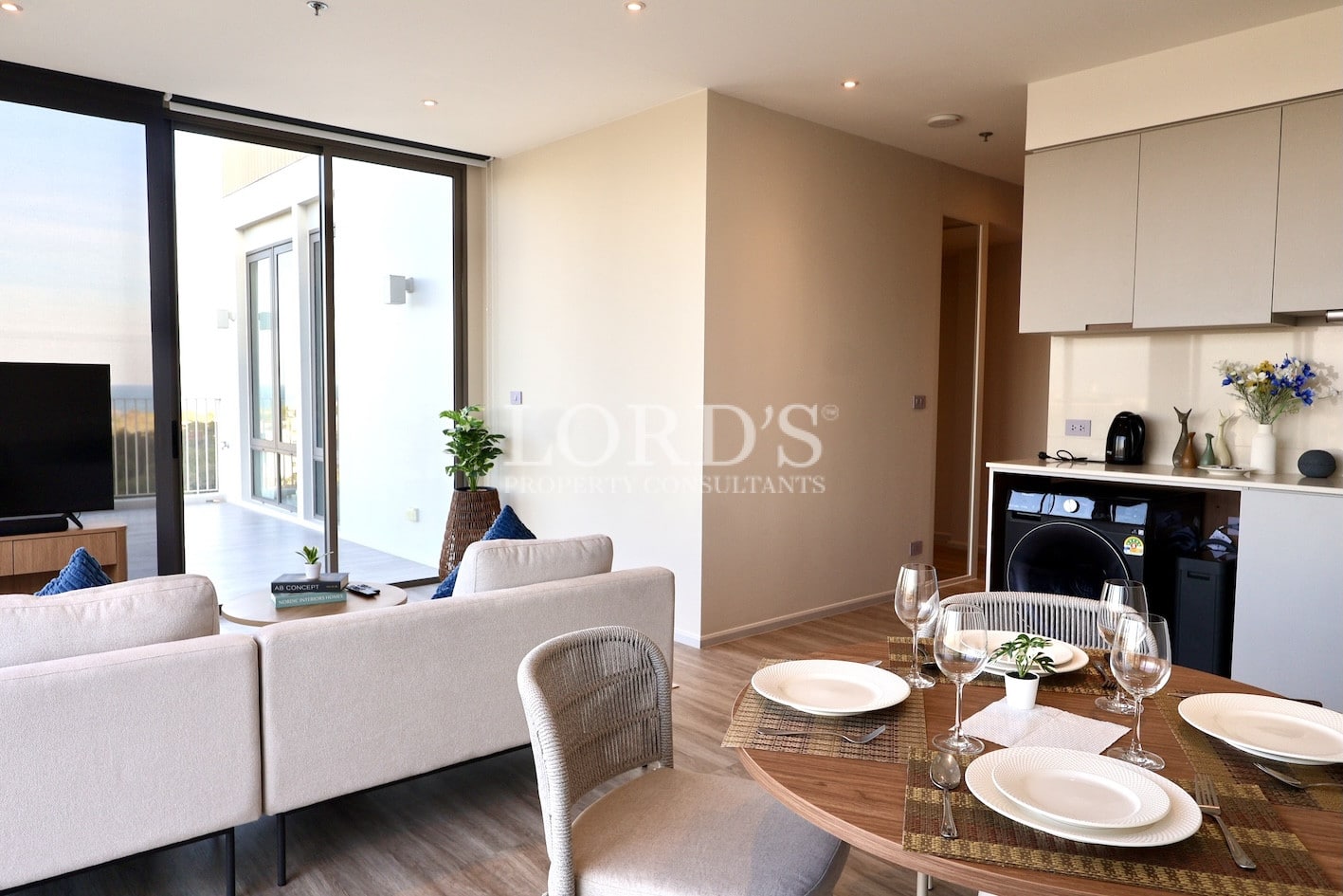 Dining area with table and chairs