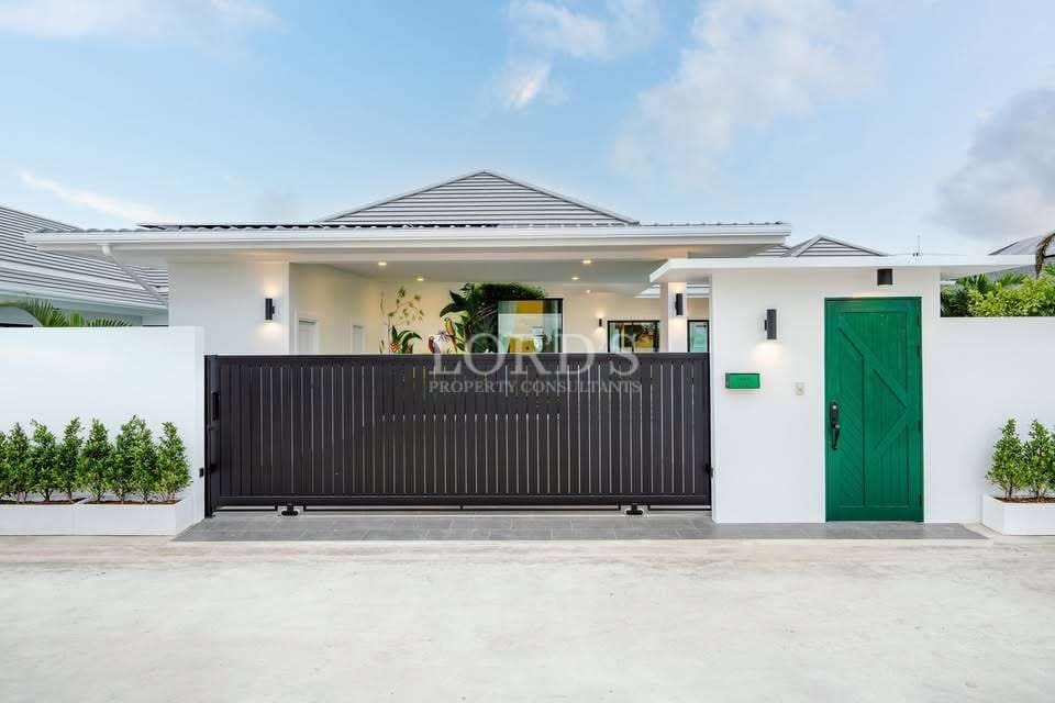 Modern house with green door