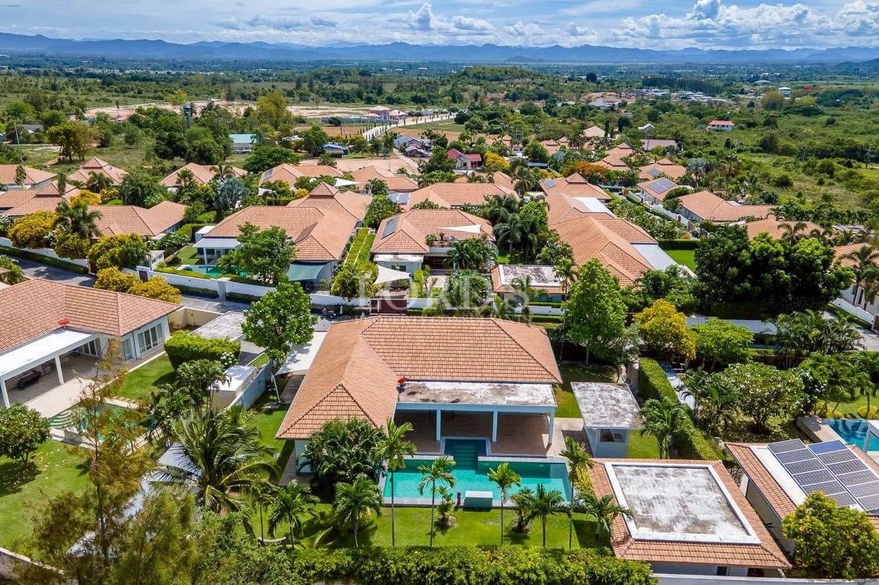 Aerial view of suburban houses.