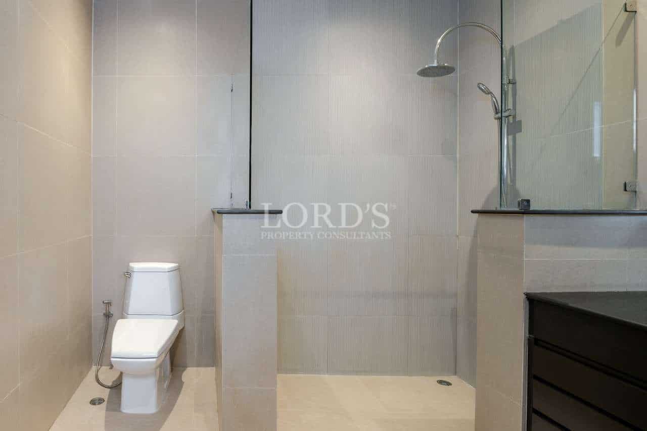 Modern bathroom with shower and toilet