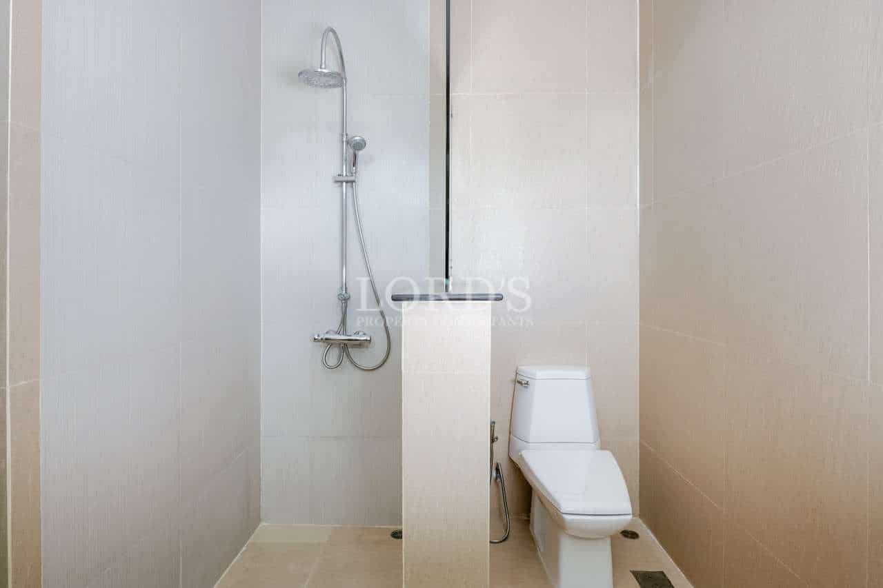 Modern bathroom with shower and toilet